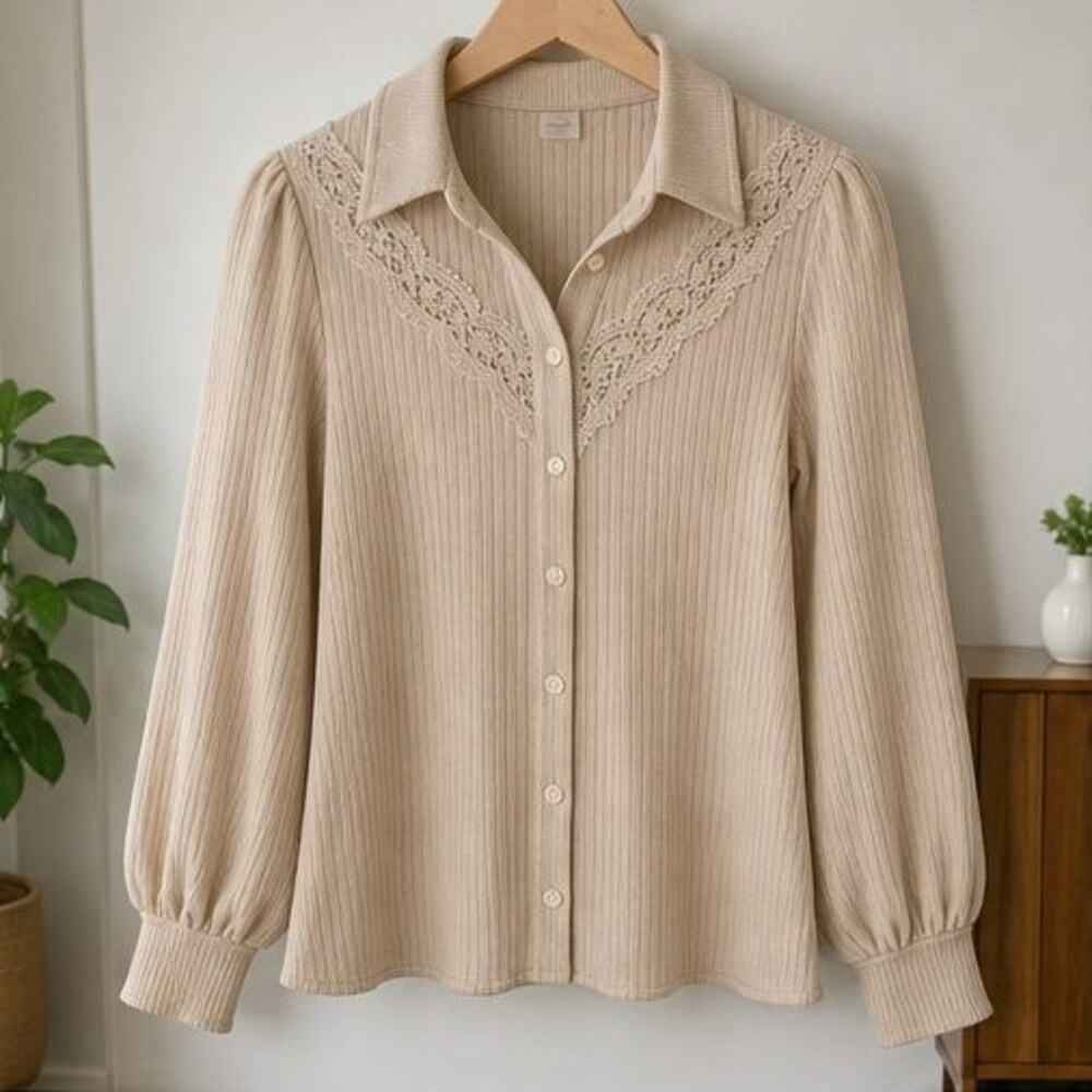 Sand Lace Trim Top